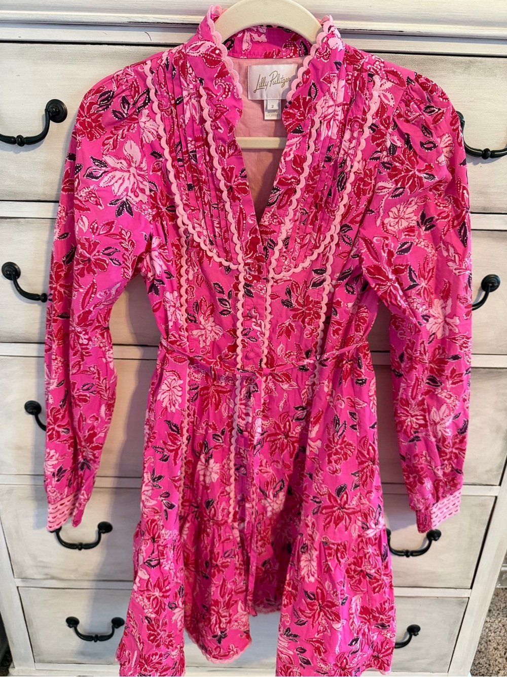 Lilly Pulitzer Pink Floral Ruffle V-Neck Dress